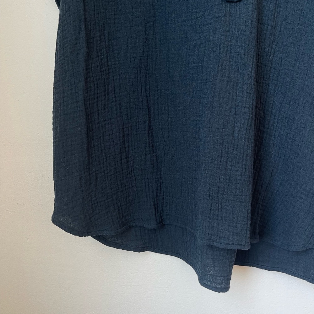 Navy blue cotton gauze top - Picture 3 of 7